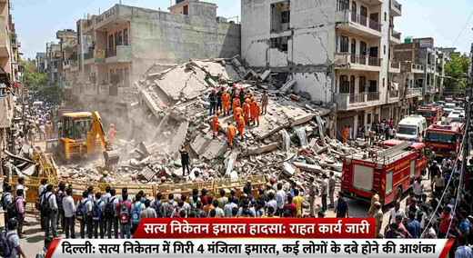 DU साउथ कैंपस के पास बड़ा हादसा : जमींदोज हुई बहुमंजिला इमारत, राहत कार्य शुरू